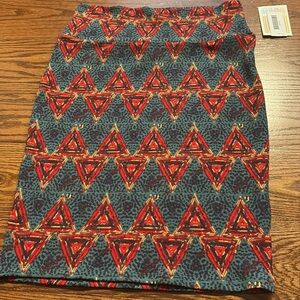 Lularoe NWT Cassie pull on pencil skirt geometric triangle print wide waist  S